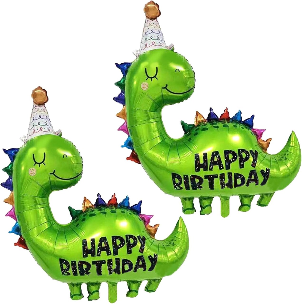 Large Green Dinosaur Balloons – 2 PCS 35 Inch Dino Foil Balloons for Kids Birthday Party (Birthday Hat Green Dinosaur 1)